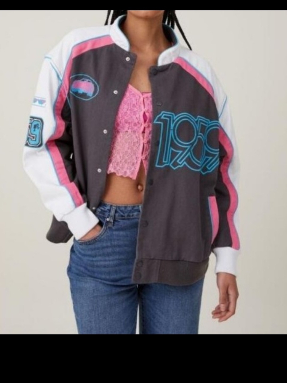 Limited-edition Barbie x Cotton On Moto Racing Jacket